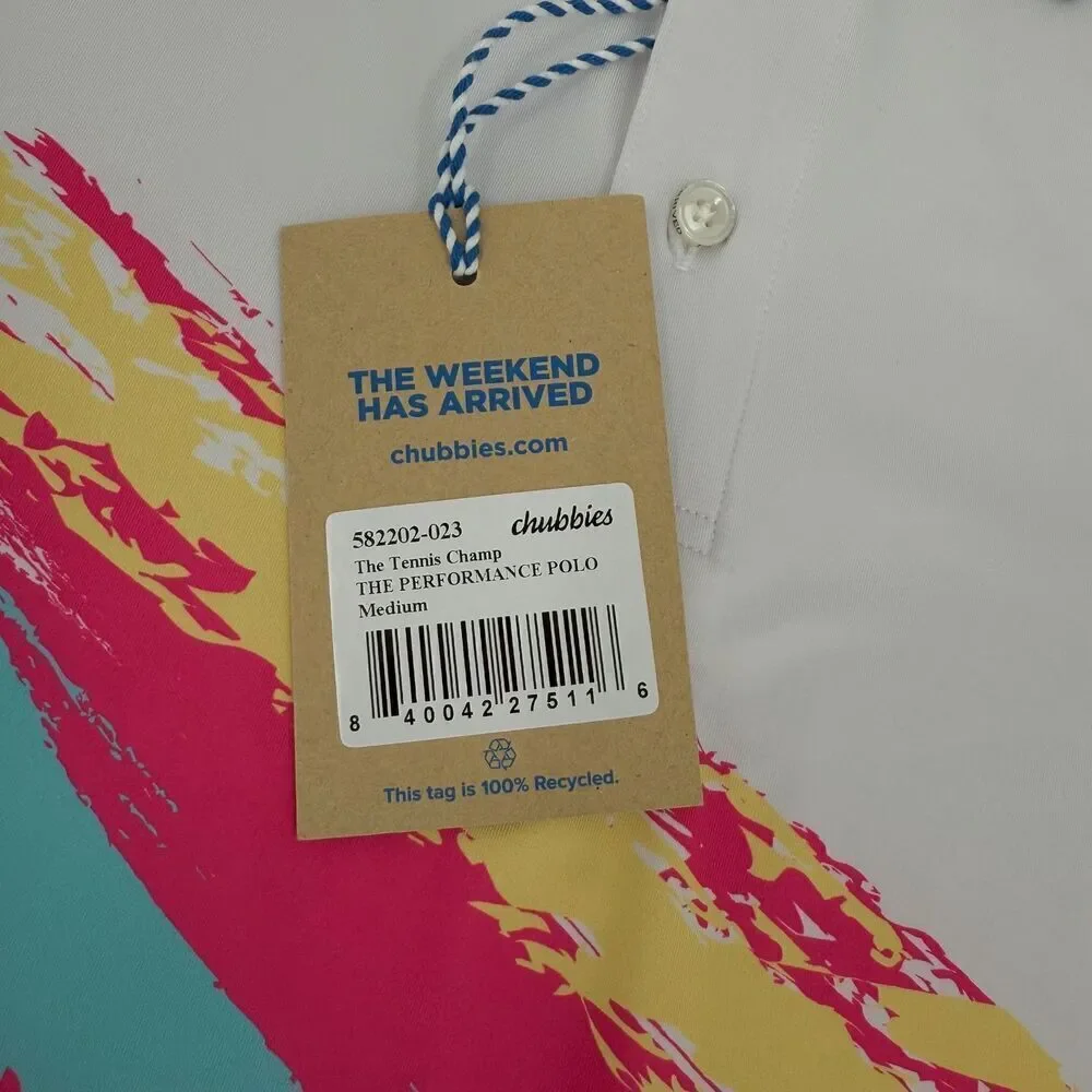 NEW Chubbies Men's The Tennis Champ Retro Performance Polo Medium
